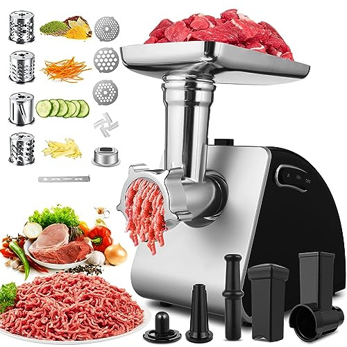 PICADORA ELÉCTRICA 2000W PROFESIONAL Máquina 5-en-1 Anti-Atasco para Chorizo Casero, Carne Fresca y Galletas Artesanales | Acero Inox Premium