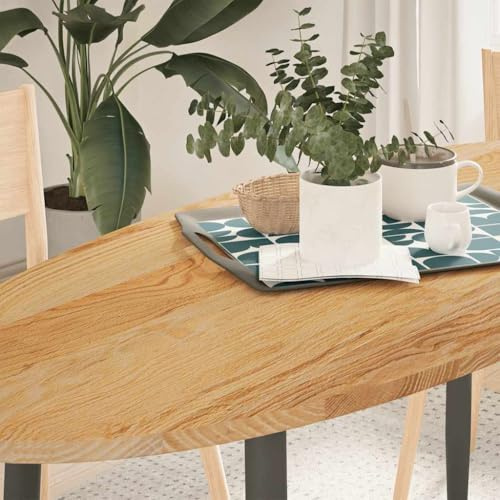 HETFTJN Plateau de table ovale en chêne 140 x 60 cm - En bois massif laqué clair - Pour table basse, salle à manger, bureau, balcon et salon d'extérieur