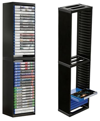 Fesatccoz PS5 PS4 Spiel Aufbewahrungsständer, Halter für 36 Spiele, Schwarz | Platzsparender Spielehalter für Disc-Aufbewahrung, geeignet für Gaming-Bereich und schnelle Ordnung Ihrer Spiele