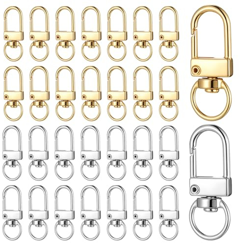 30 Pack Lobster Claw Clasps, Gold Silver Swivel Snap Hooks for Keychain Jewelry Making Purse Bag Connecto DIY Crafts Key Rings Accessories