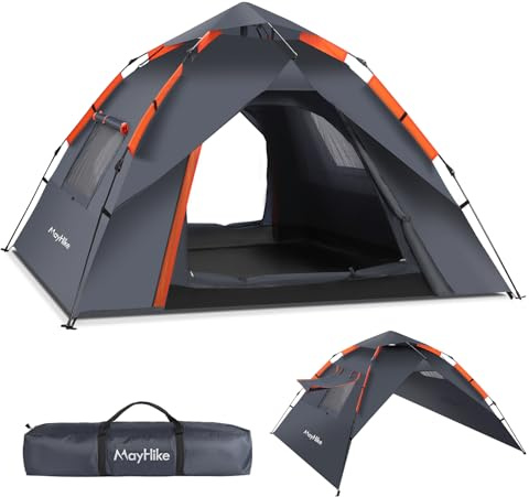 Wurfzelt 2-4 Personen Pop Up Zelt Wasserdicht 3000mm – Camping Zelt Automatik mit 2 Türen, 2 Fenstern & Moskitonetz, atmungsaktiv, schnell aufbaubar für Camping, Festival & Strand (230×230×135 cm)