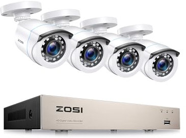 ZOSI CCTV Video Überwachungssystem 8CH H.265+ 1080P DVR mit 4X HD 2.0MP Outdoor Überwachungskamera Set Ohne Festplatte, 20m IR Nachtsicht