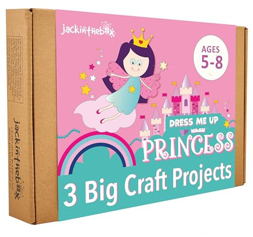 jackinthebox Princess - Themes für Kunst und Handwerk für Mädchen | 3 Aktivitäten in 1 | Bestes Mädchengeschenk für Alter 5 bis 8 Jahre |
