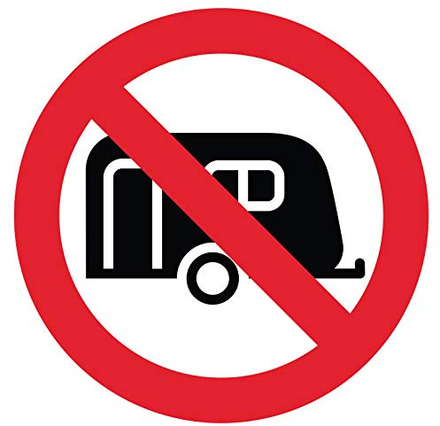 Adesivo per roulotte vietata, diametro 20 x 20 cm