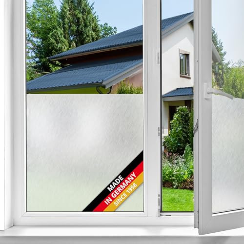 d-c-fix Fensterfolie Ilva Milchglas statisch selbsthaftend Premium 45 cm x 1,5 m - Milchglasfolie blickdichte Sichtschutzfolie mit UV-Schutz - Sichtschutz für Fenster Folie Klebefolie
