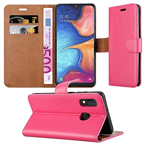Case for Samsung Galaxy A20e Case (5.8 Inch) Luxury Leather Magnetic Closure Flip Card Holder Wallet Stand View Protective Cover for Galaxy A20e Phone (Pink)