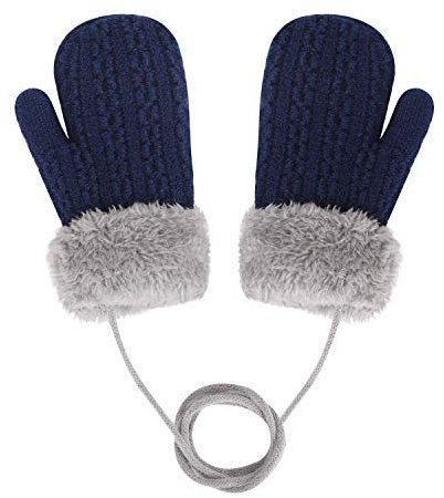 Bébé Bambin Gants Tricoté Hiver Moufles Magique Epais Chaud Doublure Polaire Thermique Mitaines Moelleuses Isolées Neige Temps Froid avec Ficelle Anti-perdue pour Garçons Filles 1-4Ans Cadeau de Noël