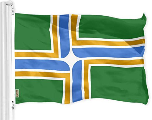 G128 Portland Stadt Flagge | 3x5 Fuß | Gedrucktes Polyester in 150D-Qualität - viel Dicker als 100D 75D Polyester, Flagge von Portland oder Oregon
