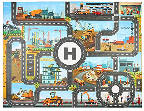 JTMM Kinderteppich Spielmatte Urban Construction, Kunststoff PVC Spielmatte Größe39.3X51.1in / 100x130CM Kinderteppich Spielbereich Teppich Teppich & pädagogisches Lerngeschenk für Kinder