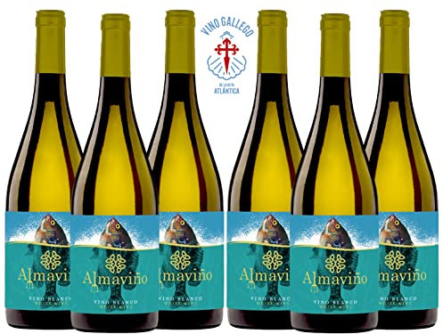 Vino Gallego de Autor - Vino Blanco Afrutado - Caja de 6 Botellas x 75 cl - Alcohol 12% Vol - para Regalar – Vino Gourmet de la Dieta Atlántica - ALMAVIÑO