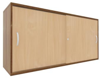 Schiebetürenschrank mit Mittelseite, 2 Dekor-Einlegeböden, abschließbar, 1600x425x768, Buche/Nussbaum