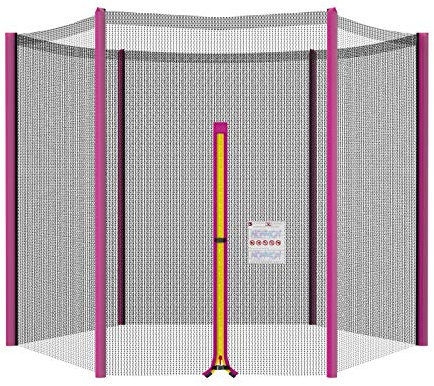 Mehomei Trampolin Ersatznetz Ø 305 cm 6 Stangen, Trampolin Sicherheitsnetz Ersatz Netz, Rundes Schutznetz - Rosa