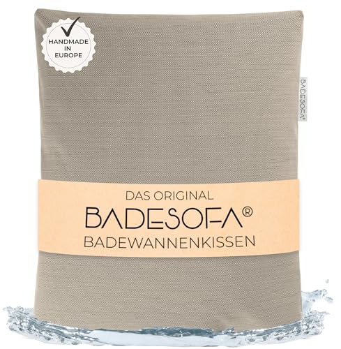 BADESOFA Badewannenkissen Large in Beige | Premium Badekissen, Handgefertigt in Europa, Waschbar & Schnelltrocknend, Zubehör Kissen für breite, hohe Badewannen