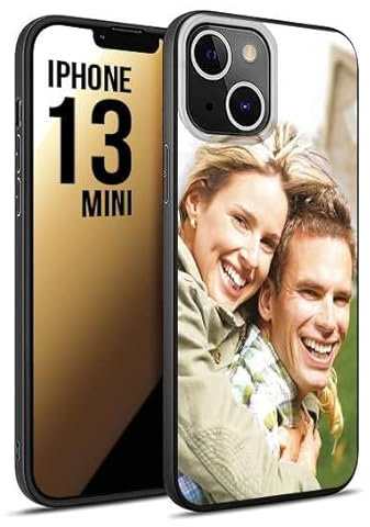 CUSTOMIZZA - Custodia cover nera morbida in tpu compatibile per iPhone 13 MINI personalizzata con foto immagine scritta a piacere