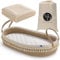 Maidek Baby Wickelkorb – Handgefertigter gewebter Baumwollseil-Moseskorb – Wickeltischauflage mit Matratzenauflage, abnehmbarer Bezug, weiche Decke, Möbel – 29 x 16 x 4,7 cm, Braun/Weiß, Braun/Weiß,