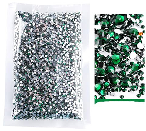 Resina Rhinestones Jelly AB Color Brillo Non Hot Fix Rhinestones Crystal Nail Art Stone SS6-SS30 Flatback Big Package-Emerald, 5mm 6000pcs