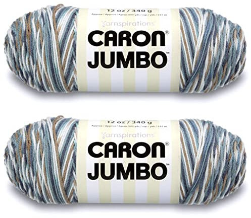 Caron Jumbo Prints, filato Country Basket, 2 confezioni da 340 g, acrilico, 4 medi (pettinato), 500 m, per lavori a maglia/uncinetto