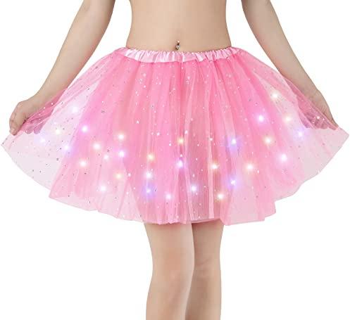 Kefiyis Jupe Tulle Femme LED Tutu Adulte Adolescent Parti Ballet Danse Fancy Dress Halloween Costume