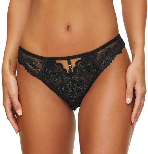 Ann Summers The Icon Brazilian Knickers – Flattering Women's Underwear with Lace, Sequins & Mesh Back – Shimmering Womens Lingerie with Playful Cut-Out Design