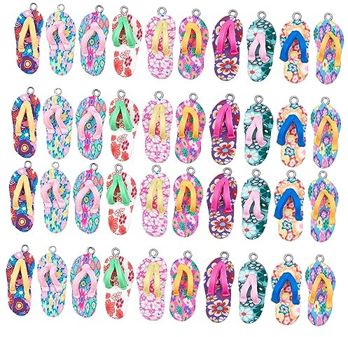 COHEALI Mode-Ohrringe 50Pcs Gliniany Urok Wisiant Mini Flip Wisiorek Flip- Flop- Orament Urok Mi?kki Wisiorek Gliniany Kolorowy Polimer Gliniany Geschmücktes Zubehör