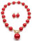 YAZILIND Halskette Ohrringe Set Süßwasserperlen Übertrieben Choker Damen Vintage Hochzeitsschmuck Sets (Rot)