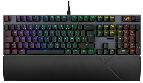 ASUS ROG Strix Scope II RGB Gaming Tastatur (AURA Sync RGB Beleuchtung, mechanische ROG NX Snow- und NX Storm-Switches, Streaming-Hotkeys, Multifunktions-Bedienelemente, ergonomische Handgelenkstütze)