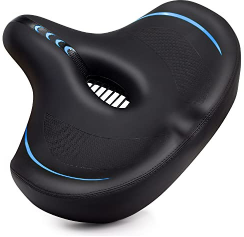 CDYWD Übergroßer Fahrradsattel Herren Damen - Bequem, Extra Breit, Weich Polster Fahrrad Sattel, Atmungsaktiv, Ergonomisch - Universal Ersatz Fahrradsitz für Mountainbike, Cityrad, Ebike, Heimtrainer