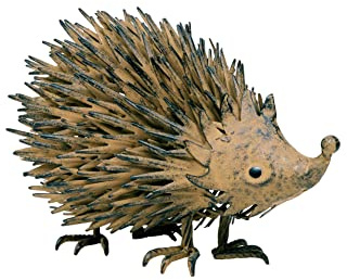 AuraHome Garden Haven Metal Hedgehog Spike Contemporary Sculpture Cute Novelty Garden Conservatory Ornament Brown 36cm Long x 23cm Height