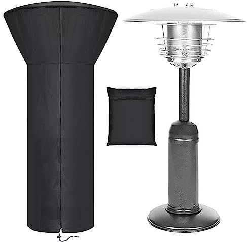 Patio Tabletop Heater Covers with Zipper and Storage Bag,Waterproof,Dustproof,Wind-Resistant,Sunlight-Resistant,Snow-Resistant,Black,38'' Height x 24 Dome x 14.5 Base