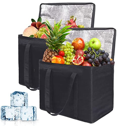 newgulzar 2 Stück Kühltasche Faltbar,35L Kühltasche Auto Groß Faltbar Kühlkorb,Wiederverwendbar Einkaufstasche 41 x 26 x 33 cm