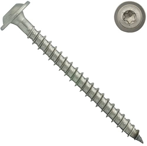 Tellerkopf-Holzbauschrauben mit Innensechsrund (TX) - 8 x 250/80 mm - 5 Stück - mit Schneidkerbe - CUT-Spitze - TEILGEWINDE - rostfreier Edelstahl A2 V2A - Tellerkopfschrauben - ETA - SC9250