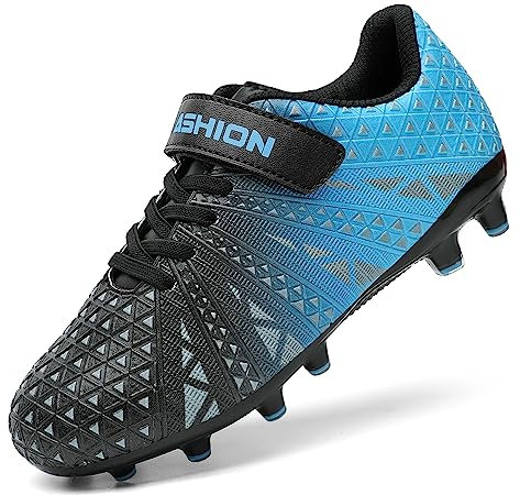 Littleplum Fußballschuh Kinder Footballschuhe Outdoor Athletic Soccer Schuhe,B Blau Schwarz,38 EU