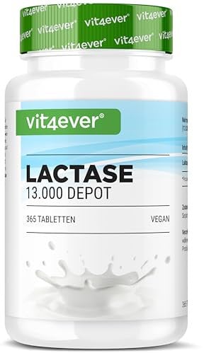Laktase 13.000 Depot - 365 comprimidos de liberación lenta (Sepismart® Slow Release) - Alta dosis con 13.000 unidades FCC - Para intolerancia a la lactosa + intolerancia a la leche - Sin aditivos