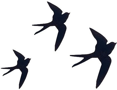 SIGNES GRIMALT Wanddeko aus Metall: Set mit 3 verschiedenen schwarzen Schwalben, freistehend, Höhe 24 cm (groß)