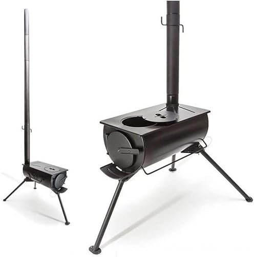 Chauffage de camping, poêle de tente pliable, poêle à bois portable avec cheminée, for le camping d'hiver, sac à dos, pêche, chauffage et cuisine