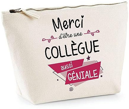 Trousse Merci Collègue géniale | Idée Cadeau Collègue Travail Retraite Pochette Maquillage Toilette