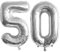 Guoguonb 40 Zoll Zahl 50. Geburtstag Deko Riesen Aufblasbar Helium Folienballon Nummer 50 Luftballons Personalisiertes Design Ballon für Gedenktag Geburtstag Dekoration (Silber)