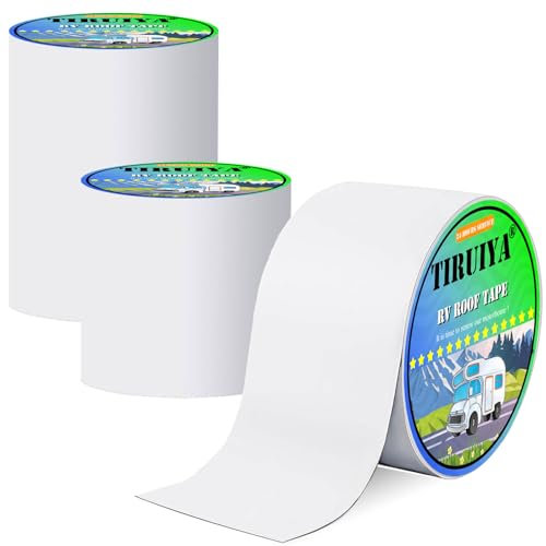 Tiruiya Wohnwagen Dichtband, Butylkautschuk Weiß Selbstklebend Wasserdicht, Bitumenband Reparatur Abdichtband Klebeband für Wohnmobil, Dach, Rohrdicht, Pool, Caravan (10cm x 5m x 1roll)