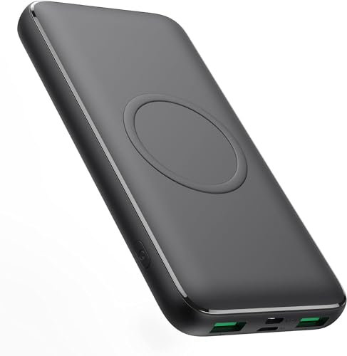 Caricabatterie portatile wireless, power bank, 13800 mAh 15 W, ricarica wireless veloce 25 W PD QC 4.0 USB-C, 4 uscite e doppio ingresso batteria esterna compatibile con iPhone 15/14/13/12/11,