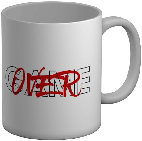 Shopagift Game Over Mug Video Gamer Gaming Graffiti White 11oz Large Ceramic Cup