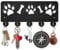 MAYJOYDIY Dog Paw Prints Bone Key Holder - Wall Mounted Decorative Animal Key Rack with 5 Alloy Hooks - 30x13.2cm - Dog Leash Hanger - Art Home Wall Decor