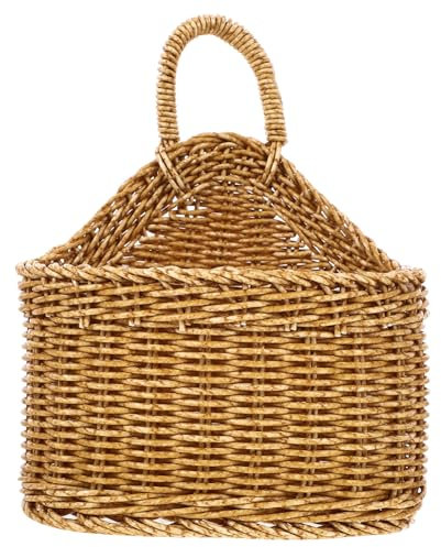 ABOOFAN Kitchen Woven Basket Woven Storage Box Garlic Vegetable Storage Rattan Basket Handles