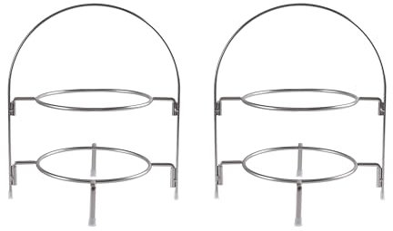 eGenuss Etagere 2 Etagen Edelstahl Etagere für Teller Obst Etagere 2 stöckig serviergestell mit rutschfesten Gummifüßen | 2er-Set silber