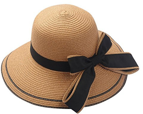 MILAX Damen Schleife Faltbar Uv Schutz Sonnenhut Stroh Damenhüte Summer Beach Cap Anglerhut Outdoor Hut, Atmungsaktiv, Groß, Breite Kappe Für Reisen Und Urlaub