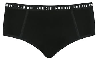 NUR DIE Periodenunterwäsche Alles Geregelt Panty Unterhose Extrastarke Blutung Bio-Baumwolle waschbar & saugfähig Menstruationsunterwäsche - schwarz - Größe 48-50