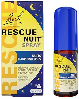 RESCUE NUIT - Spray - Mélange de 6 Fleurs de Bach Original - Pour des nuits sereines - Se coucher avec l'esprit léger - Pensées obsédantes, cogitations - Reprise travail, examens - Naturel - 7ml