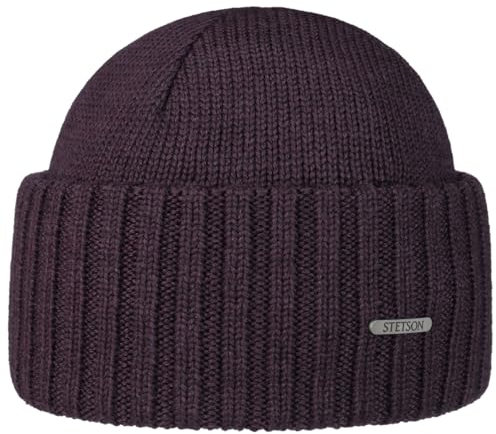 Stetson Northport Wintermütze Merinowolle Mütze Made in Italy Seemannsmütze Damen Herren Herbst Winter lila One Size