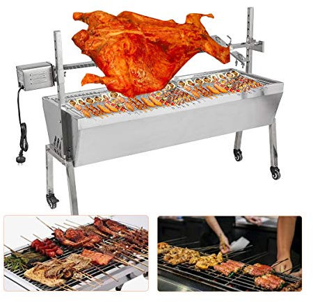 Asador de carbón asador de pollo y cordero giratorio para picnic al aire libre, camping, barbacoa