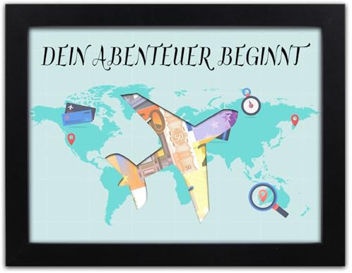Aitsite Geldgeschenk für Weltkarte, Geldgeschenke Verpackung, Bilderrahmen Geldgeschenk für Konfirmation, Geburtstag und Hochzeiten