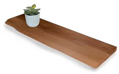 SAM Wandregal Amanda 80x20 cm, Akazie nussbaum lackiert, Baumkante | Akazienholz nussbaumfarben & massiv, Holzregal/Steckboard, Regal